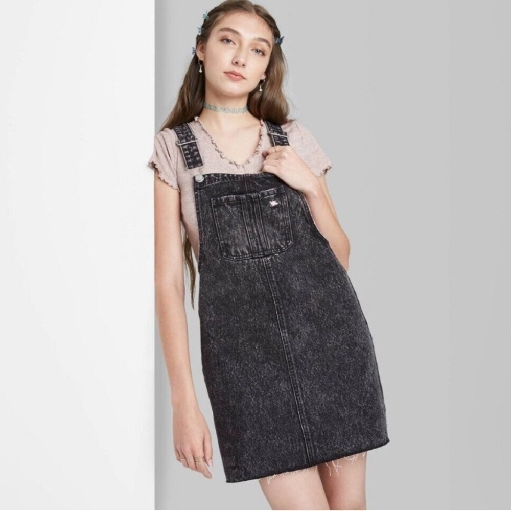 Black Denim Overall Dress